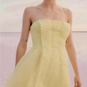 Aje Astrid Australian Yellow Pleated Mini Dress